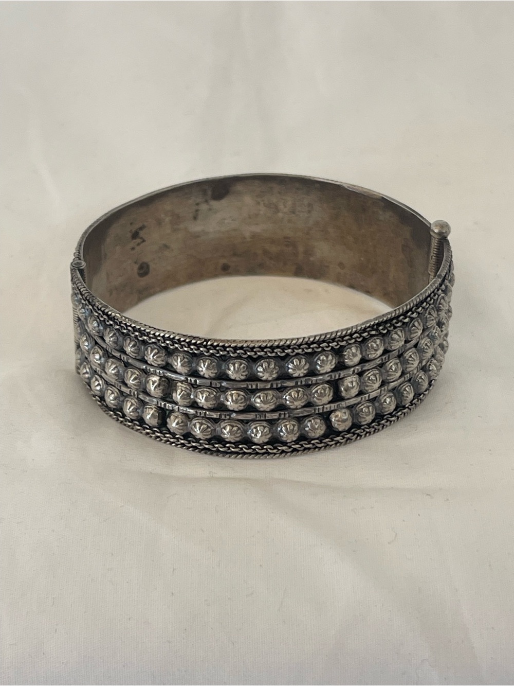 Silver (Verified) 1.3oz Cuff Bracelet Pin Closure Handmade Tribal Vintage